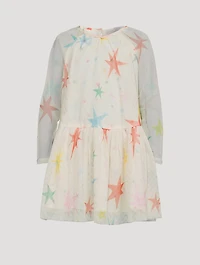 Long-Sleeve Tulle Dress Star Print