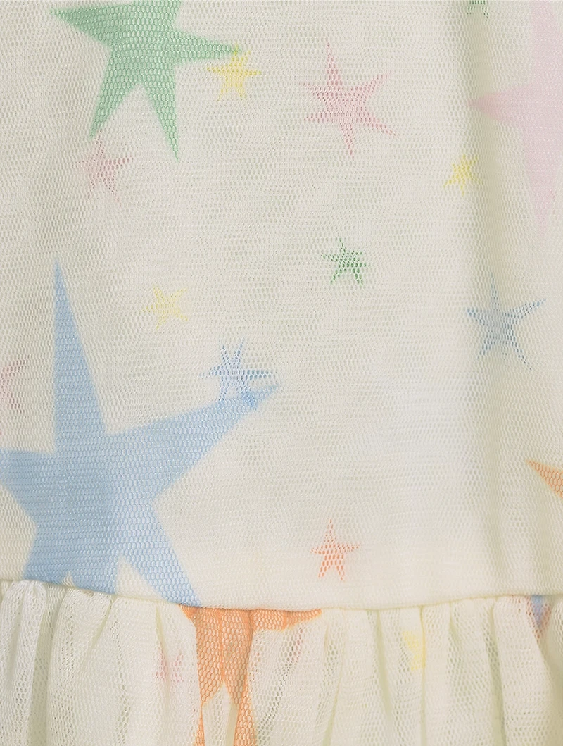 Long-Sleeve Tulle Dress Star Print