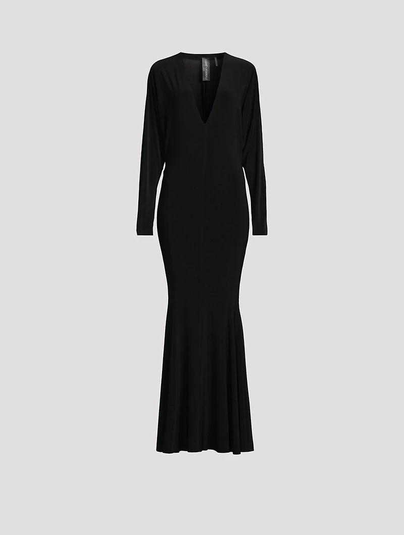 Dolman-Sleeve Fishtail Gown