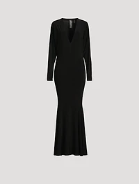 Dolman-Sleeve Fishtail Gown