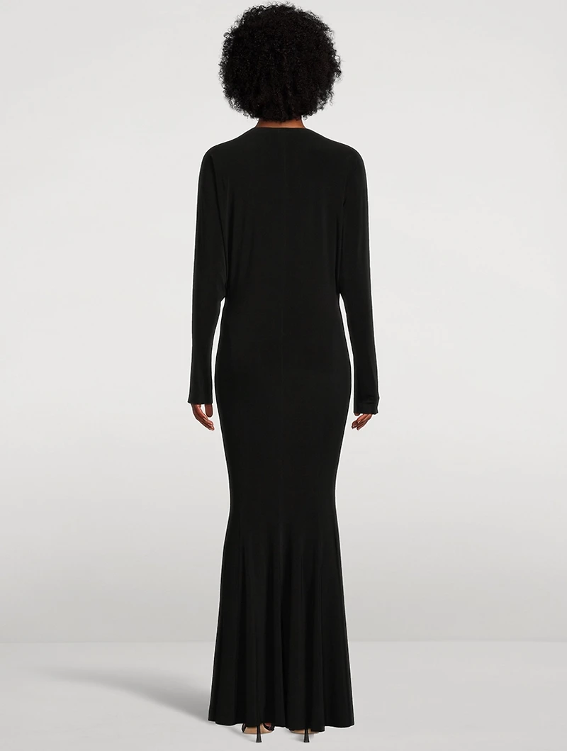 Dolman-Sleeve Fishtail Gown
