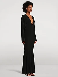 Dolman-Sleeve Fishtail Gown