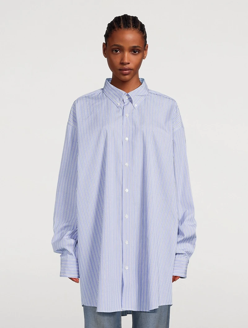 Oversized Oxford Shirt In Stripe Print