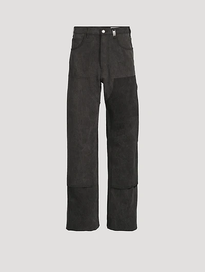 Wide-Leg Denim Carpenter Pants
