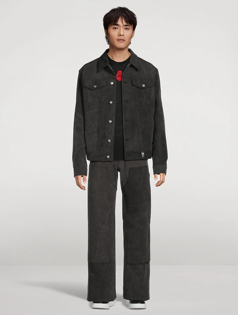 Wide-Leg Denim Carpenter Pants