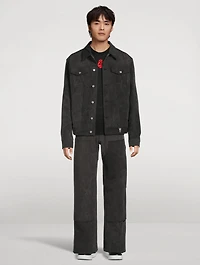 Wide-Leg Denim Carpenter Pants
