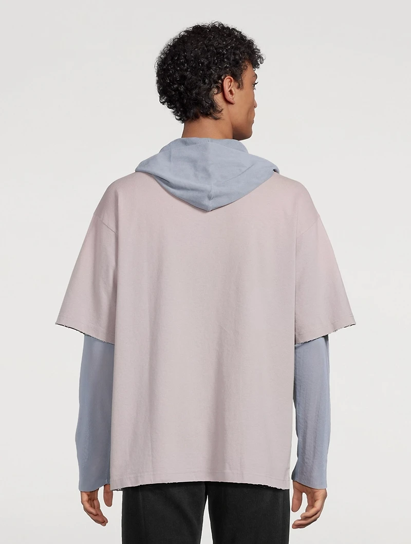 Layered Mesh Hooded T-Shirt