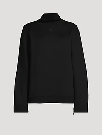Zipper-Trimmed Mockneck Sweater