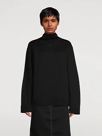 Zipper-Trimmed Mockneck Sweater