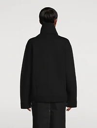 Zipper-Trimmed Mockneck Sweater