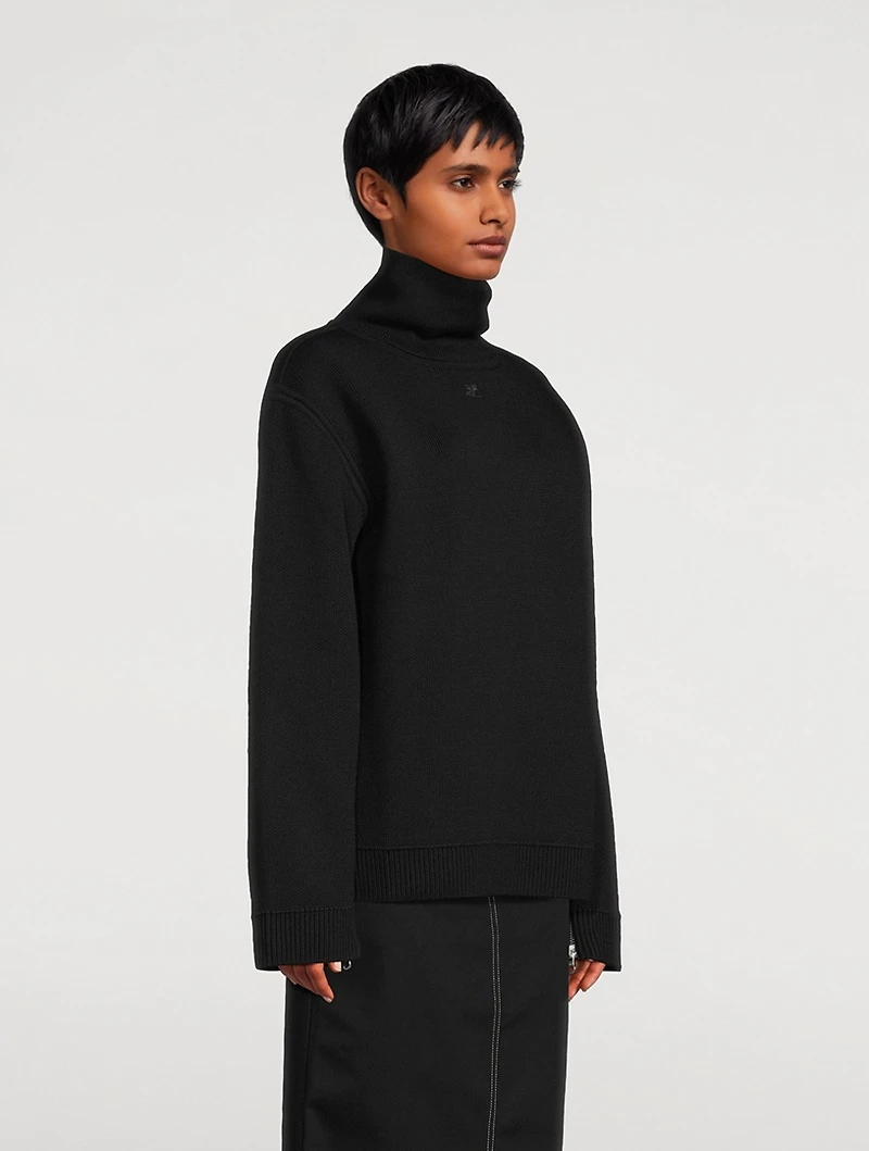Zipper-Trimmed Mockneck Sweater