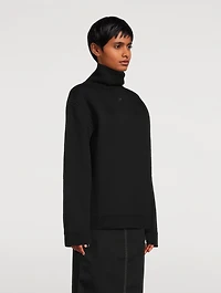 Zipper-Trimmed Mockneck Sweater