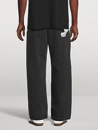 Embroidered Dove Baggy Jeans