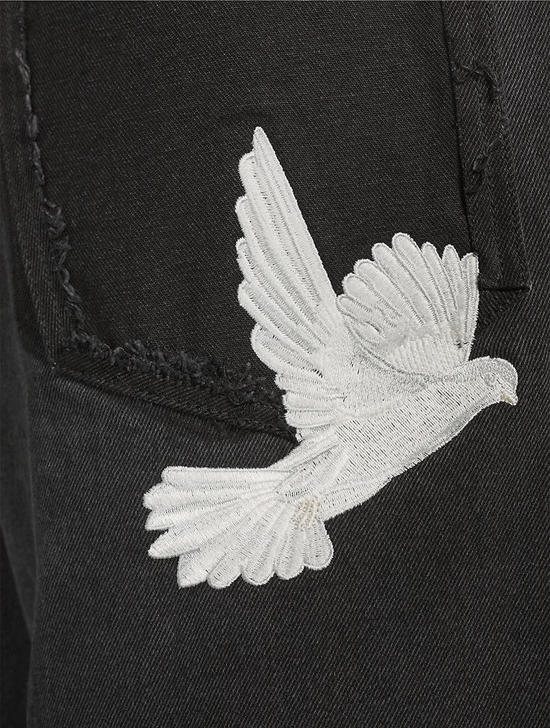 Embroidered Dove Baggy Jeans