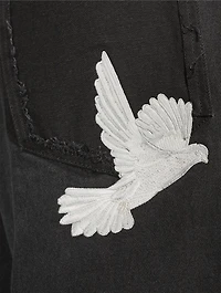 Embroidered Dove Baggy Jeans