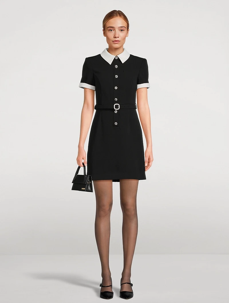 Belted Crêpe Mini Dress