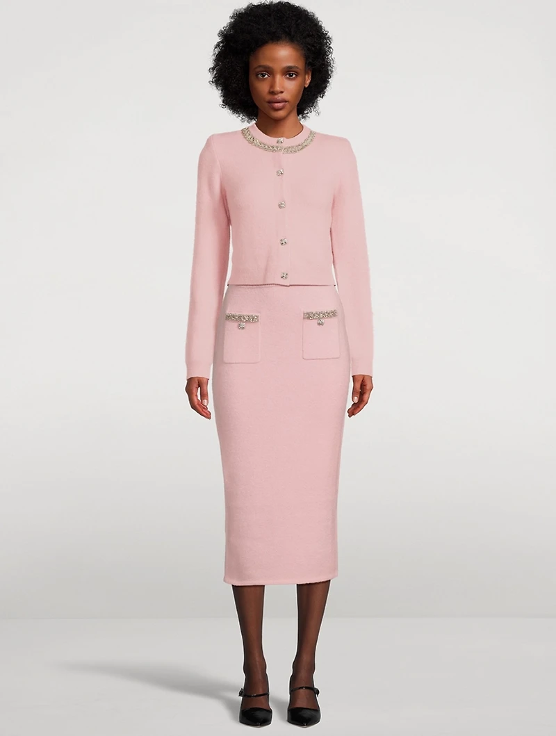 Embellished Knit Pencil Skirt