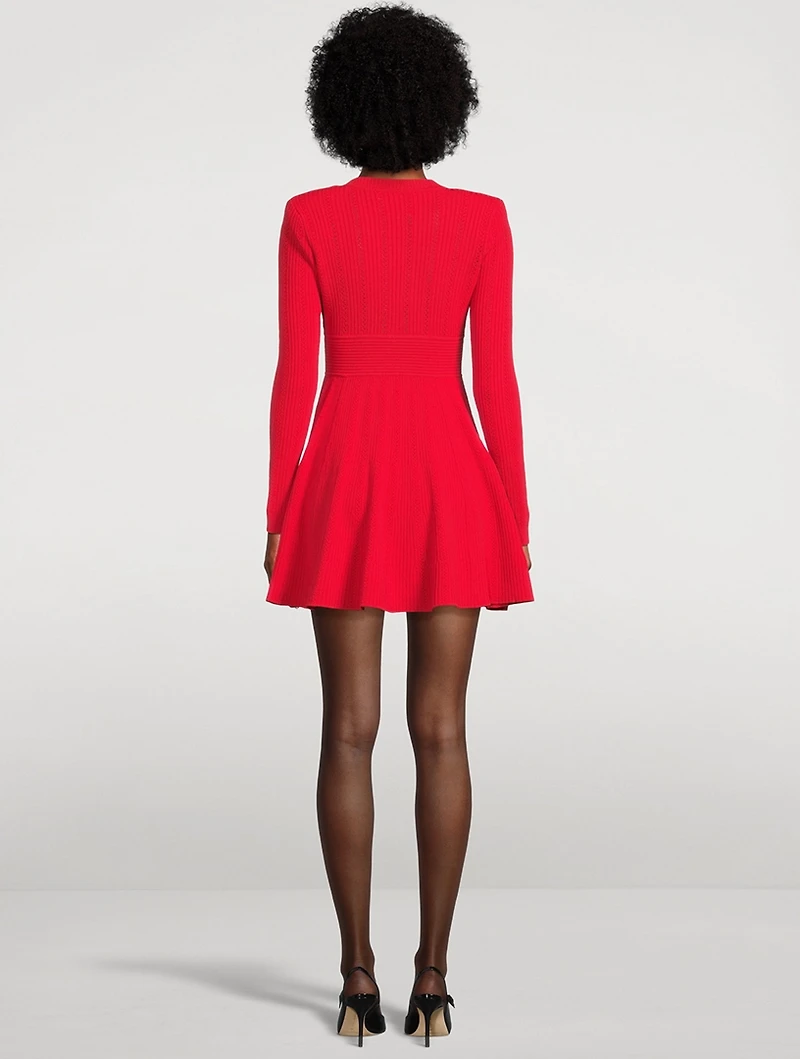 Pointelle Knit Mini Dress