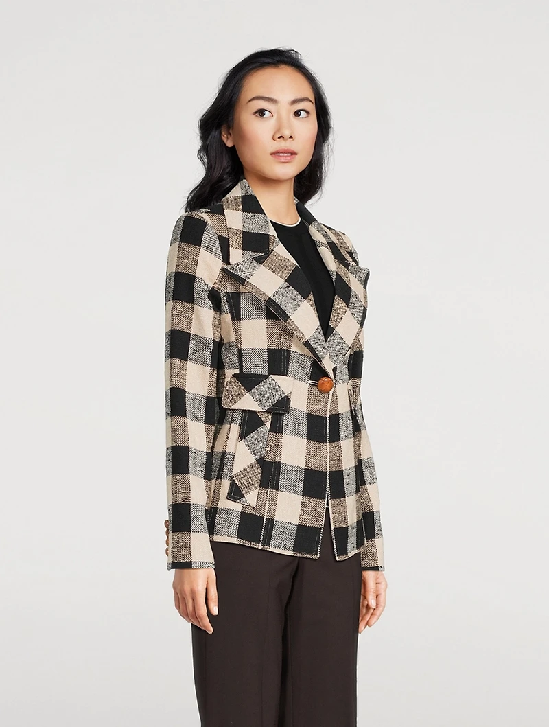 Cut-Away Blazer Check Print