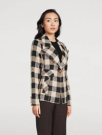 Cut-Away Blazer Check Print