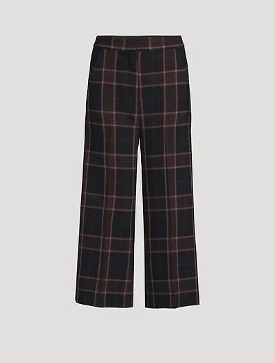 Wide-Leg Culottes Plaid Print