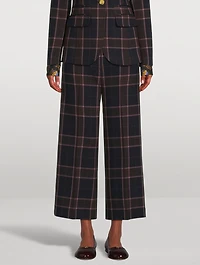 Wide-Leg Culottes Plaid Print