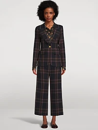 Wide-Leg Culottes Plaid Print