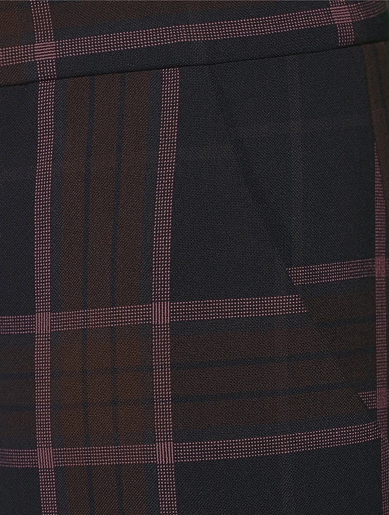 Wide-Leg Culottes Plaid Print