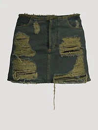 Distressed Denim Mini Skirt