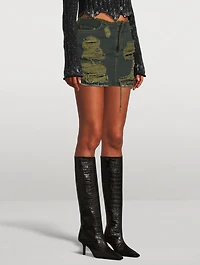 Distressed Denim Mini Skirt