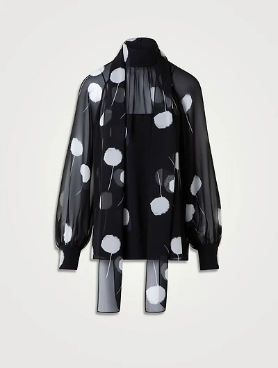 Silk Crêpe Georgette Blouse Dandelion Print