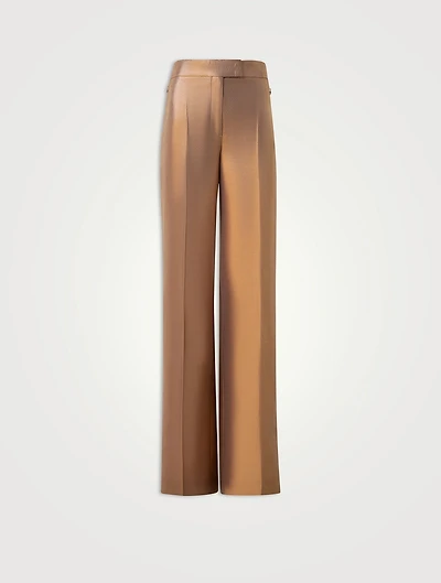 Fior Metallic Satin Wide-Leg Pants