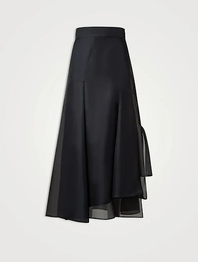 Silk Organza Asymmetric Midi Skirt