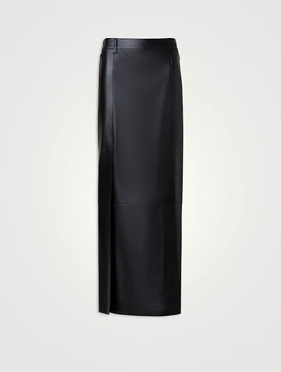 Lacquered Nappa Leather Pencil Skirt