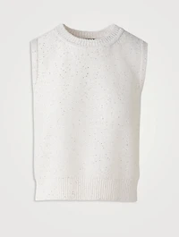 Micro-Sequined Knit Sleeveless Top