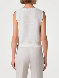Micro-Sequined Knit Sleeveless Top
