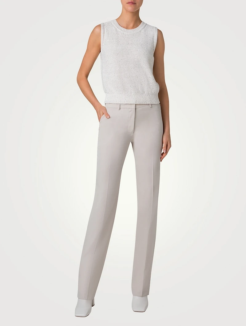 Micro-Sequined Knit Sleeveless Top