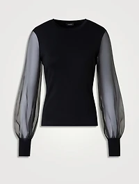 Organza-Sleeve Sweater