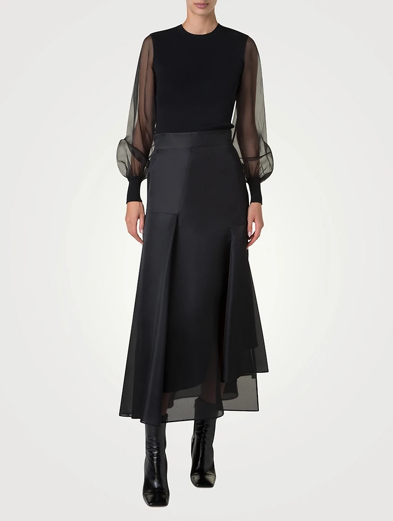 Organza-Sleeve Sweater