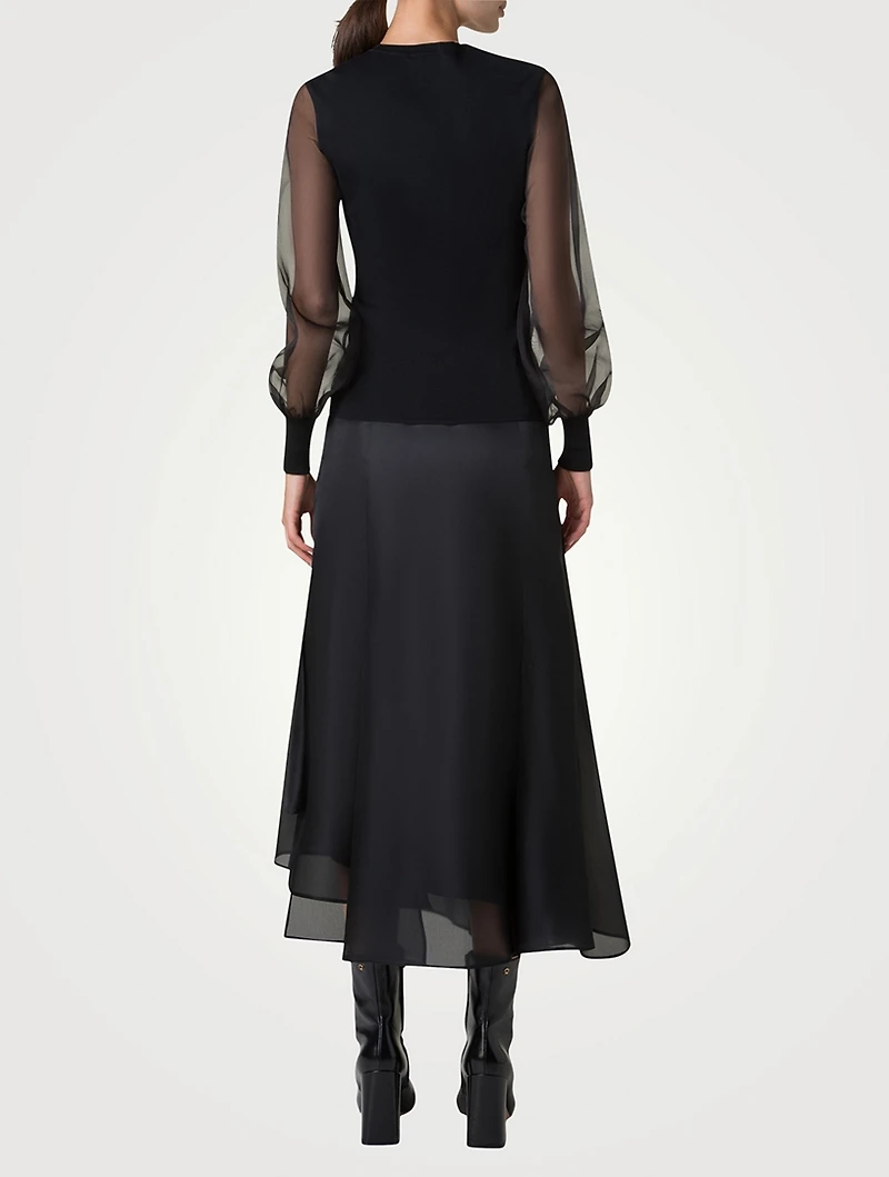 Organza-Sleeve Sweater