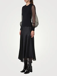 Organza-Sleeve Sweater