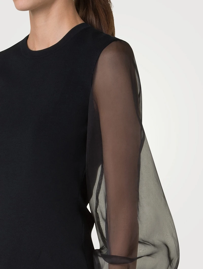 Organza-Sleeve Sweater