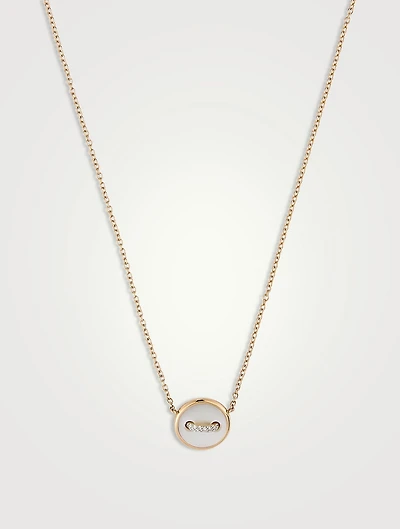 Pom Pom Dot 18K Rose Gold Necklace With Mother-Of-Pearl And Diamonds