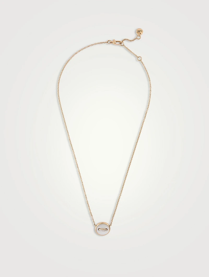 Pom Pom Dot 18K Rose Gold Necklace With Mother-Of-Pearl And Diamonds