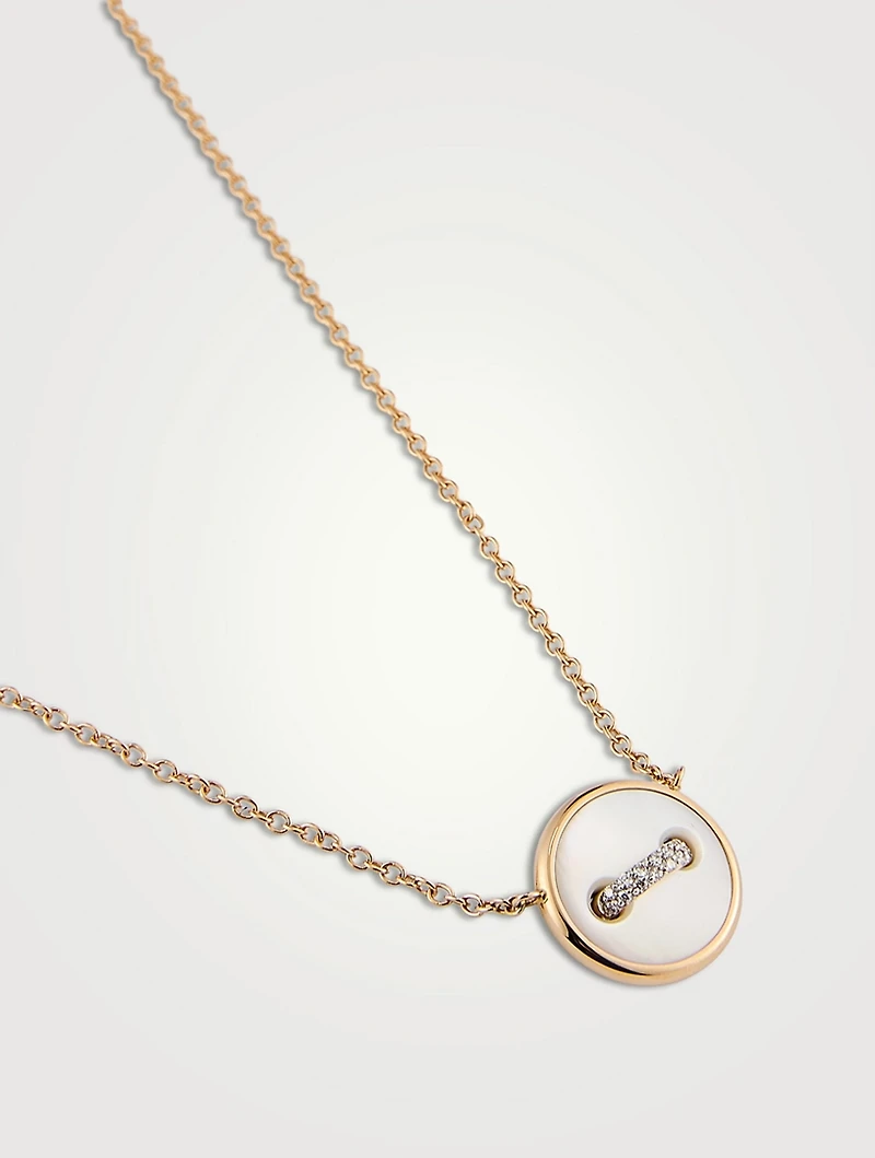 Pom Pom Dot 18K Rose Gold Necklace With Mother-Of-Pearl And Diamonds