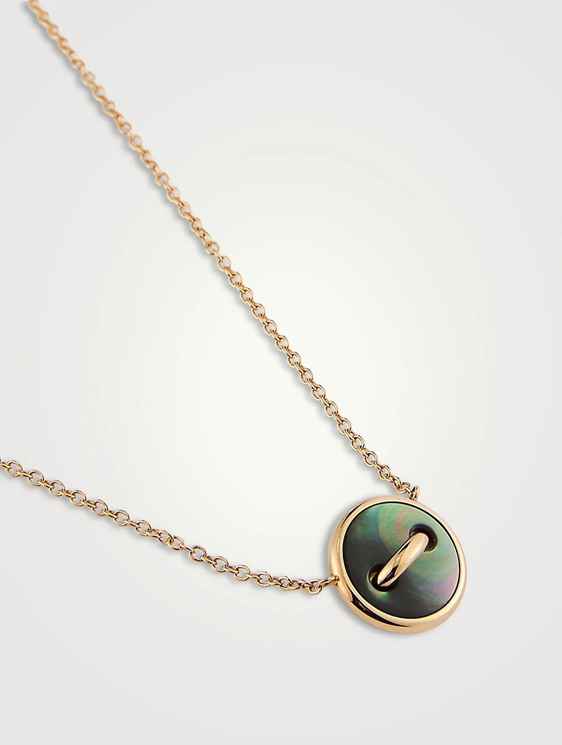 Pom Pom Dot 18K Rose Gold Necklace With Mother-Of-Pearl And Diamonds