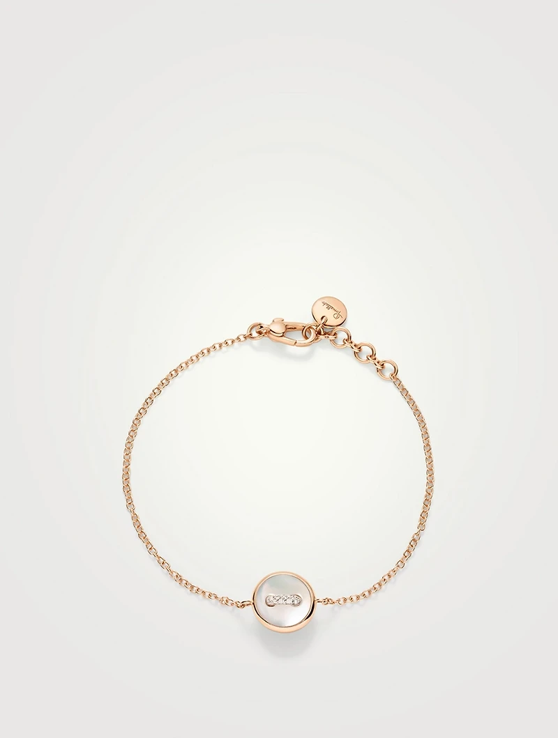 Pom Pom Dot 18K Gold Bracelet With Mother-Of-Pearl And Diamonds