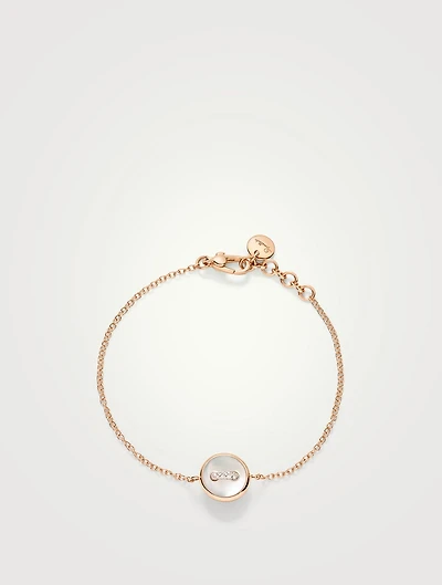 Pom Pom Dot 18K Gold Bracelet With Mother-Of-Pearl And Diamonds