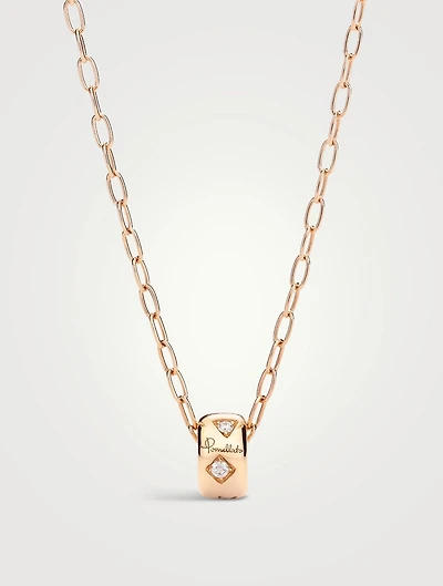Iconica 18K Rose Gold Pendant Necklace With Diamonds