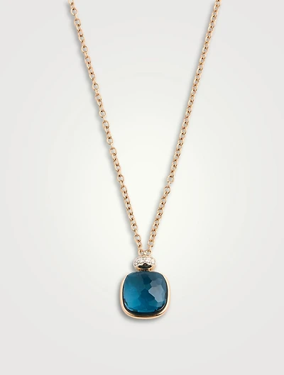 Nudo 18K White And Rose Gold Necklace With Blue Topaz And Diamonds
